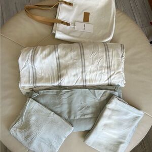 Cozy Earth Soft White and Light Green Home Bamboo Twin Bedding Sheet Set